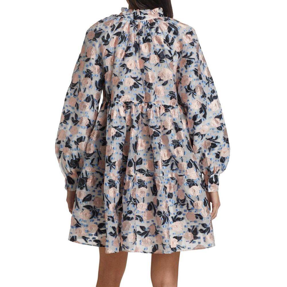 Stine Goya Jasmine Metallic Floral Brocade Organza Coquette Dress Size Large - Picture 2 of 11